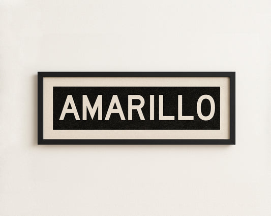 Framed Amarillo Bus Scroll Sign