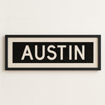 Framed Austin Bus Scroll Sign - Tejas Country Club