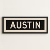 Framed Austin Bus Scroll Sign - Tejas Country Club