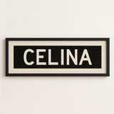 Framed Celina Bus Scroll Sign