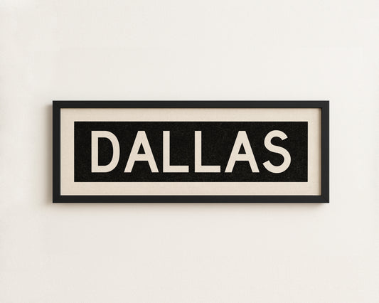 Framed Dallas Bus Scroll Sign