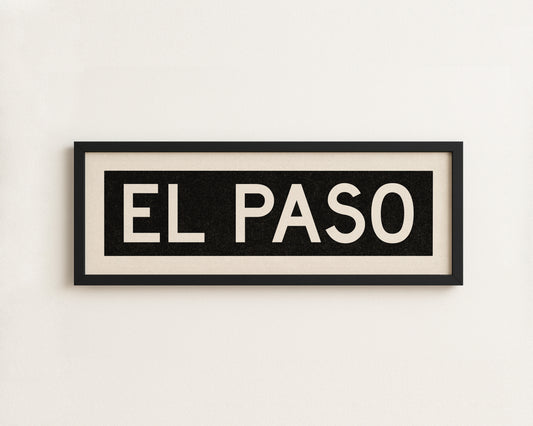 Framed El Paso Bus Scroll Sign