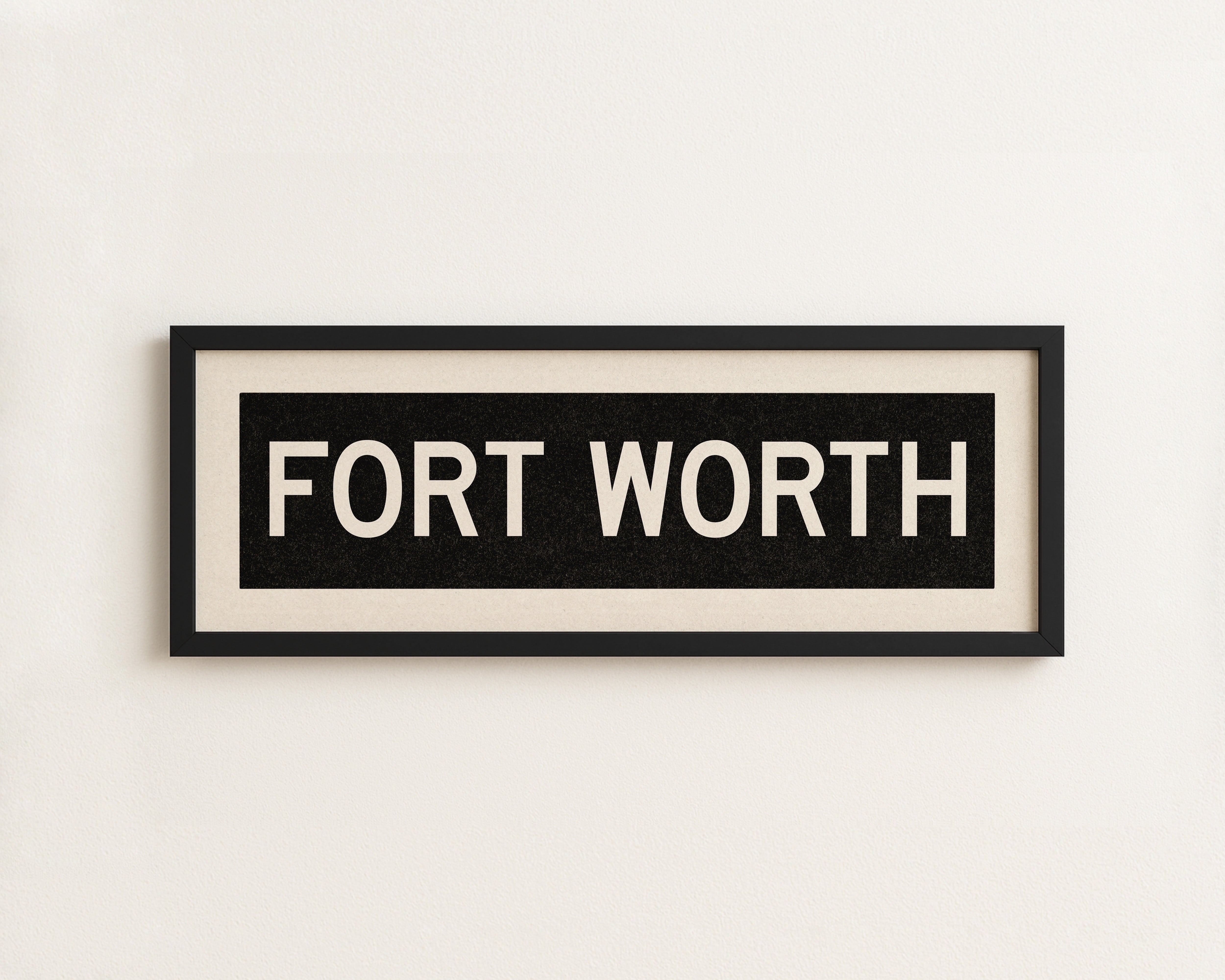 Framed Fort Worth Bus Scroll Sign - Tejas Country Club