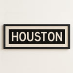 Framed Houston Bus Scroll Sign - Tejas Country Club
