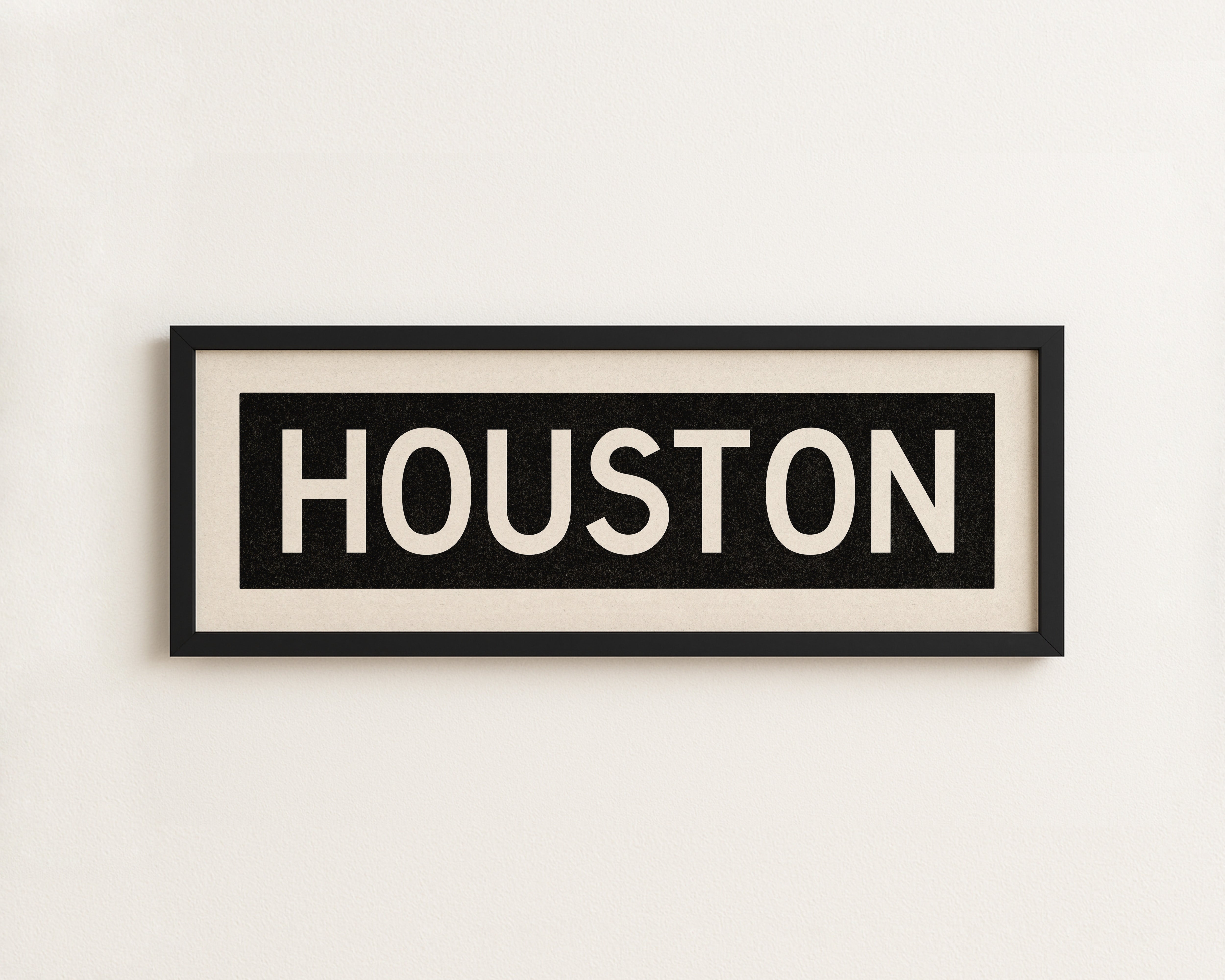 Framed Houston Bus Scroll Sign - Tejas Country Club