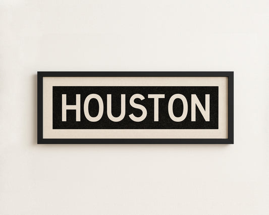 Framed Houston Bus Scroll Sign