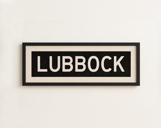 Framed Lubbock Bus Scroll Sign
