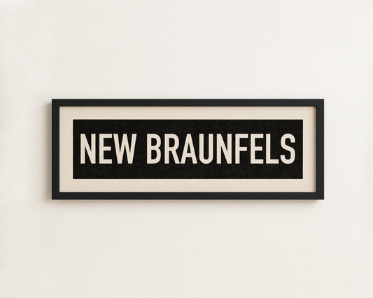 Framed New Braunfels Bus Scroll Sign