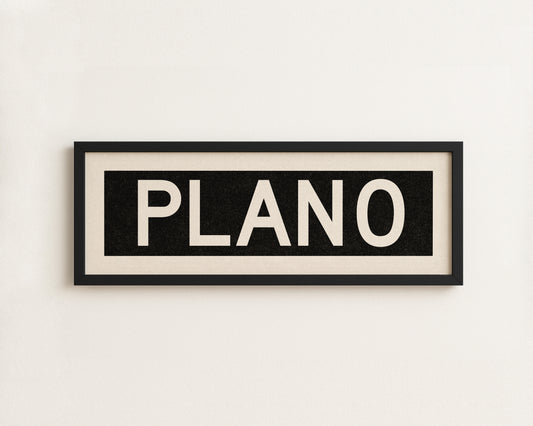 Framed Plano Bus Scroll Sign