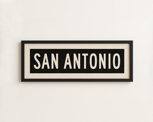 Framed San Antonio Bus Scroll Sign