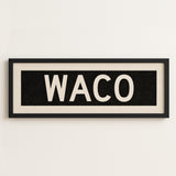 Framed Waco Bus Scroll Sign