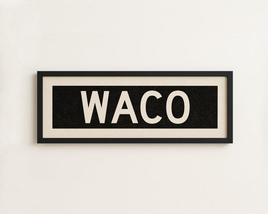 Framed Waco Bus Scroll Sign