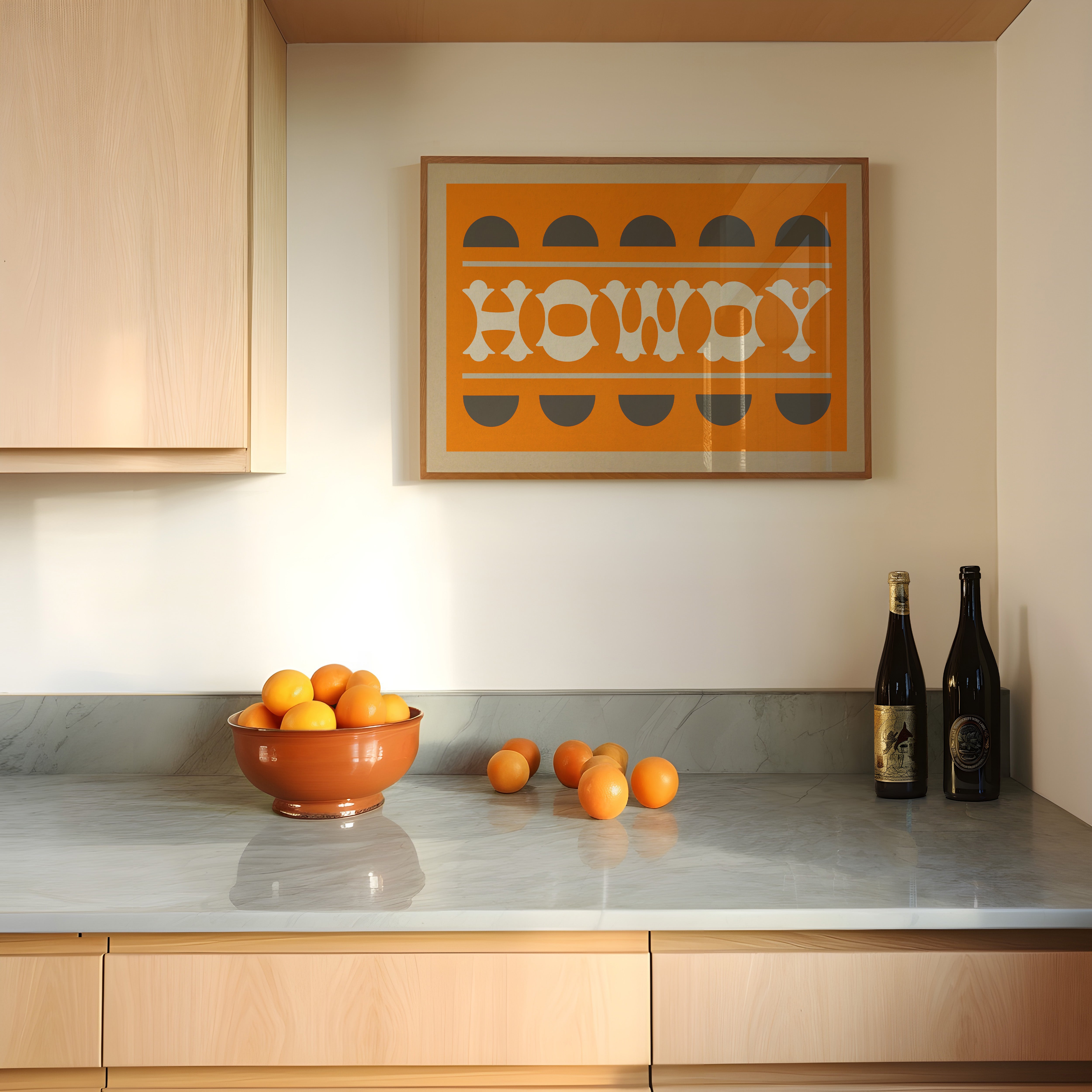 Orange and Smoky Gray Howdy Home Decor Art Print - Tejas Country Club