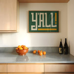 Y'all Typography Green and Gold Wall Art Print Poster Decor - Tejas Country Club
