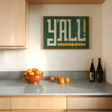 Y'all Typography Green and Gold Wall Art Print Poster Decor - Tejas Country Club