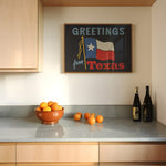Greetings From Texas Flag Art Print (Navy) - Tejas Country Club