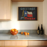 Greetings From Texas Flag Art Print (Navy) - Tejas Country Club