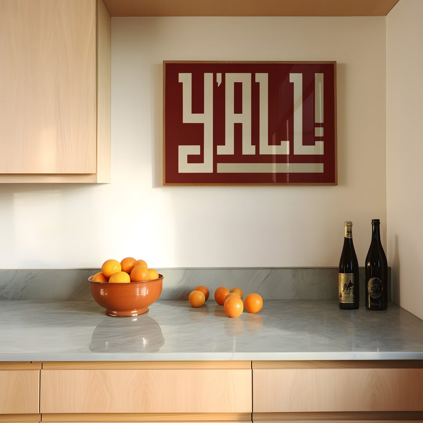 Y'all Typography Maroon and Tan Wall Art Print Poster Decor