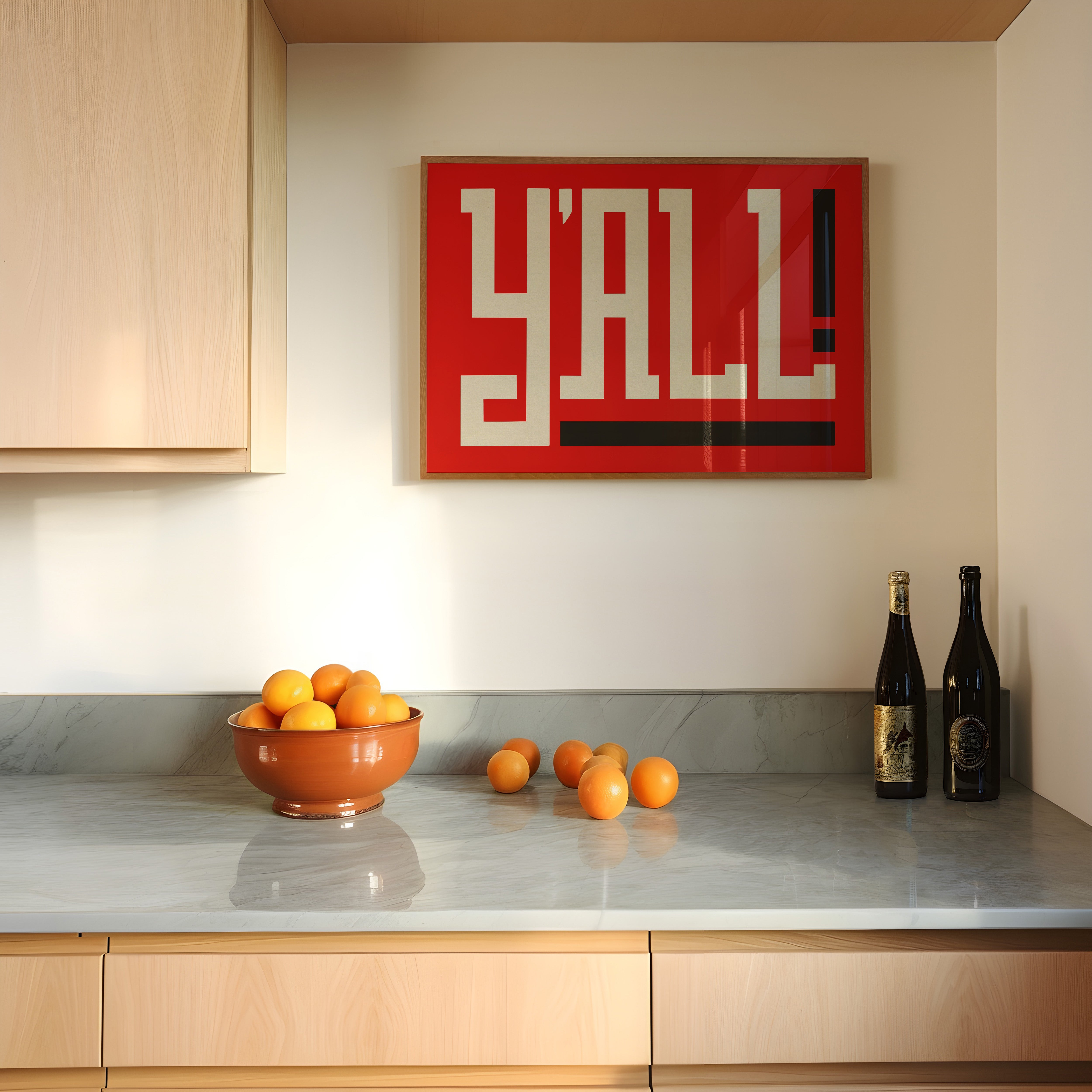 Y'all Typography Red and White Wall Art Print Poster Decor - Tejas Country Club