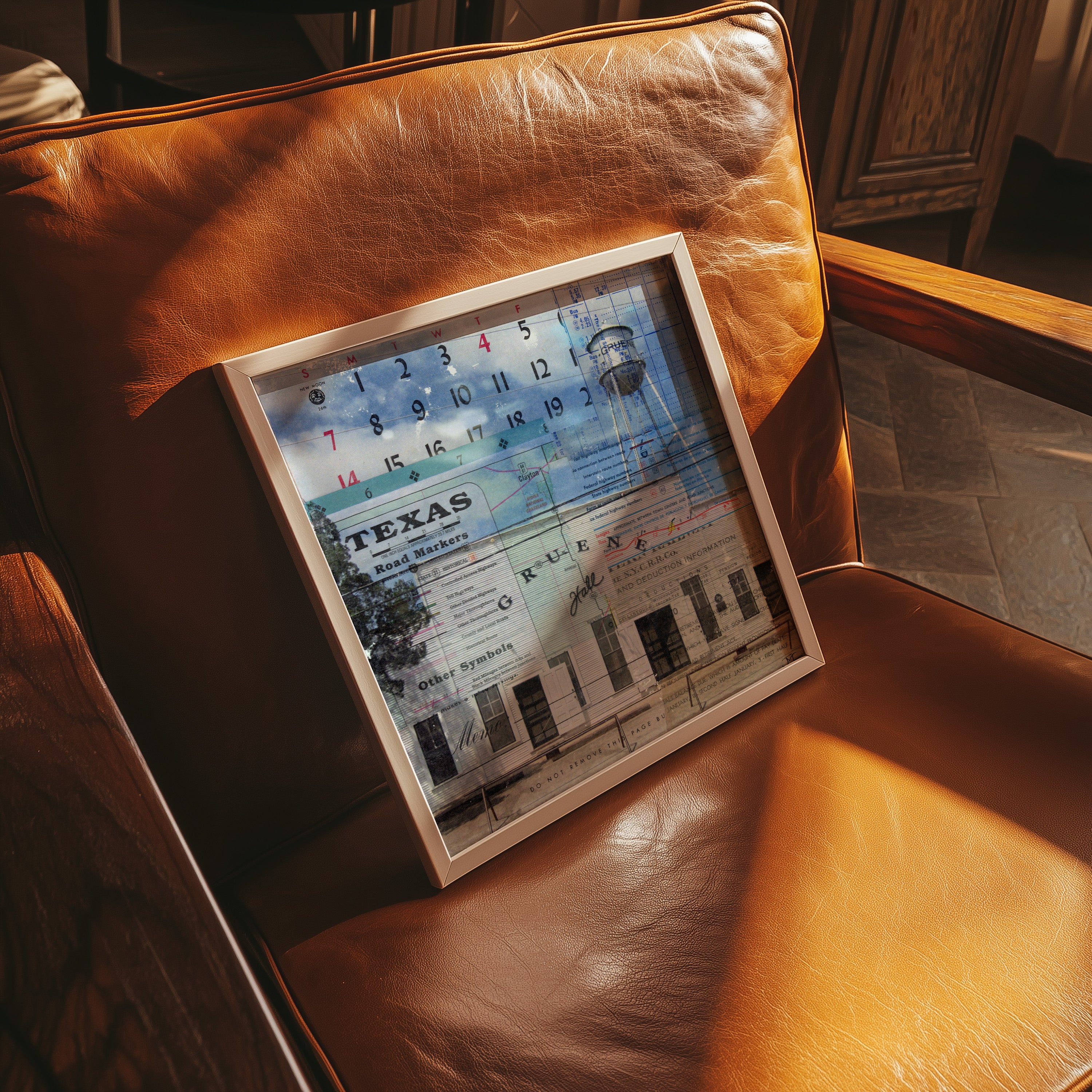 Gruene Hall Mixed Media Collage Art Print - Tejas Country Club