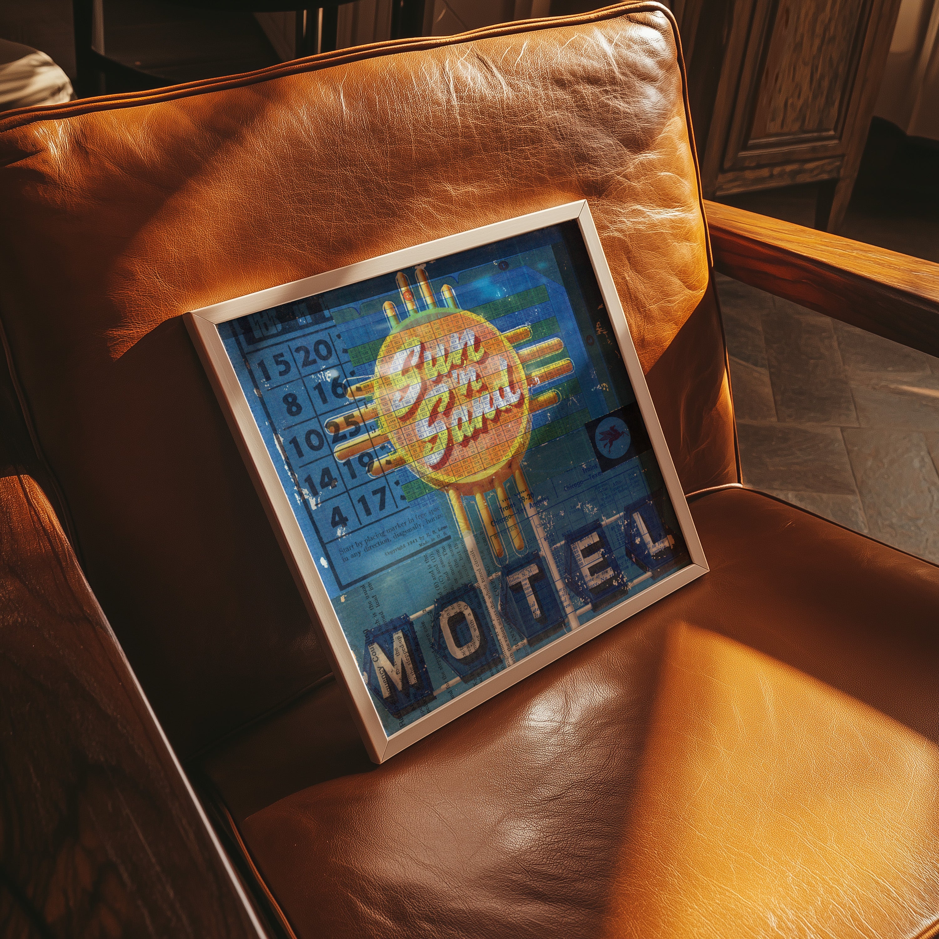 Sun 'n Sand Motel Mixed Media Collage Art Print - Tejas Country Club
