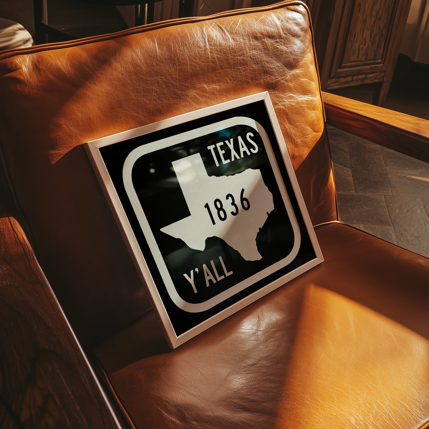 Texas Y'all Road Sign Art Print - Black