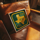 Texas Y'all Road Sign Art Print - Green & Gold