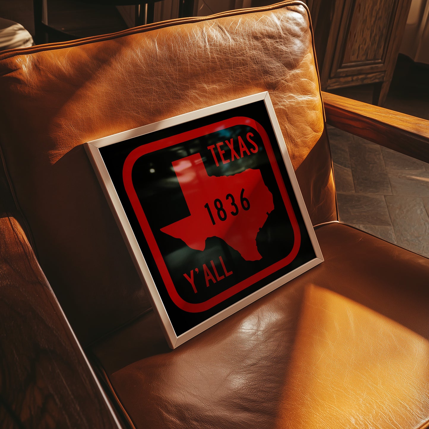 Texas Y'all Road Sign Art Print - Scarlet & Black