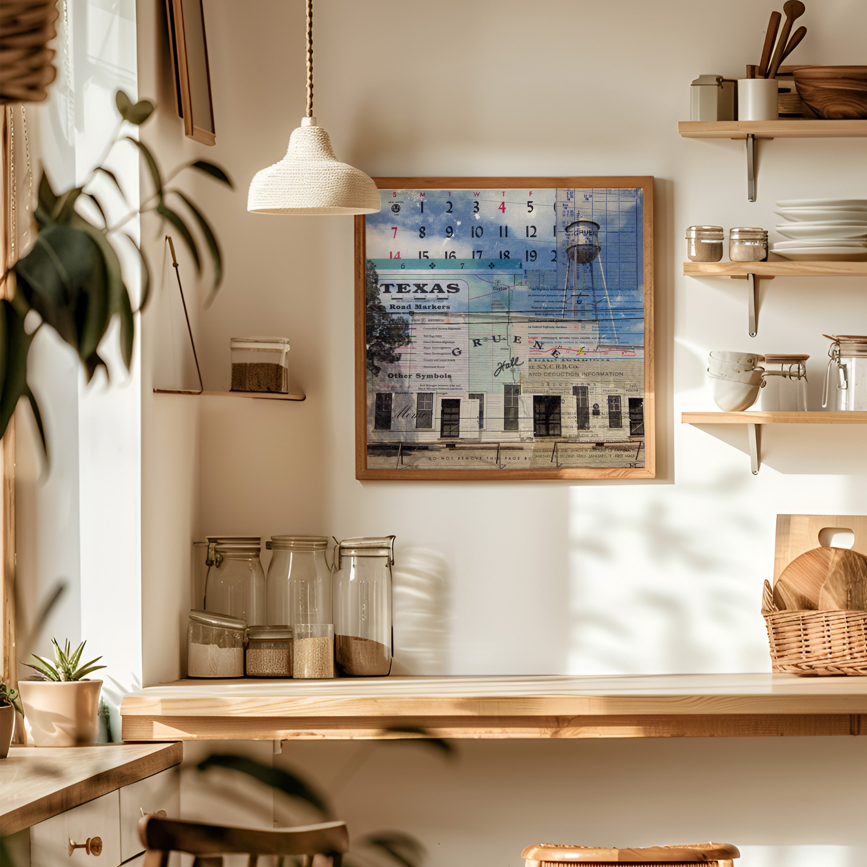 Gruene Hall Mixed Media Collage Art Print - Tejas Country Club