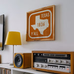 Texas Y'all Road Sign Art Print - Vintage Orange - Tejas Country Club