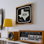 Texas Y'all Road Sign Art Print - Black - Tejas Country Club