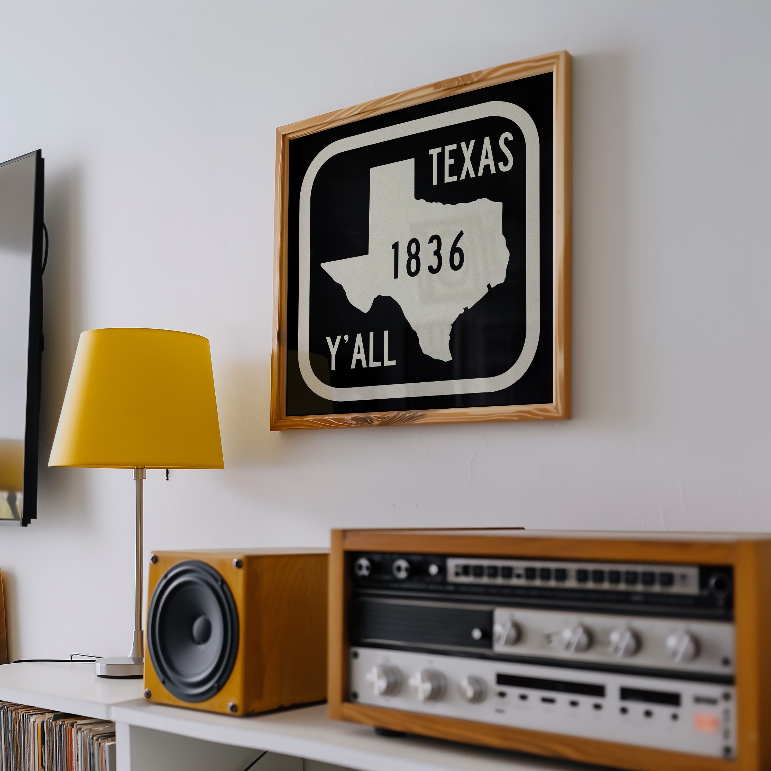 Texas Y'all Road Sign Art Print - Black - Tejas Country Club