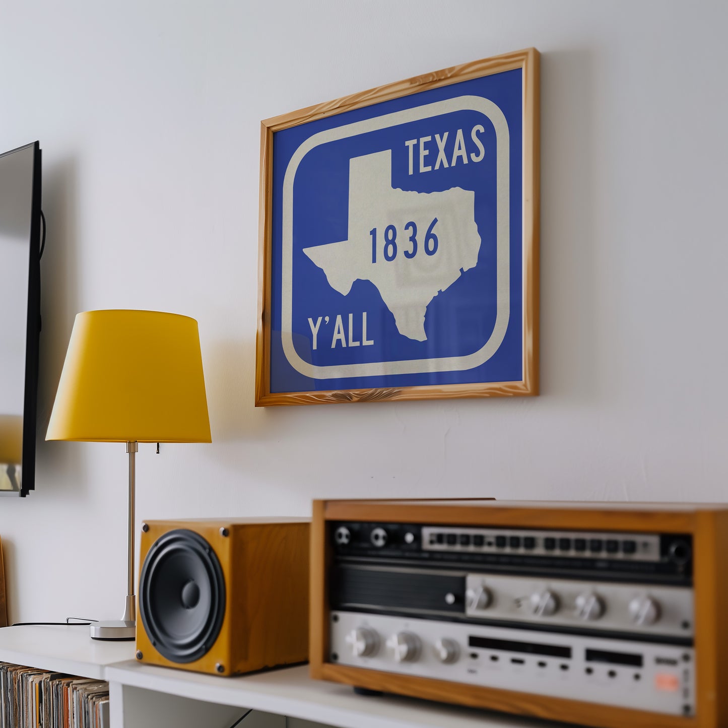Texas Y'all Road Sign Art Print - Royal Blue