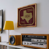 Texas Y'all Road Sign Art Print - Maroon & Gold