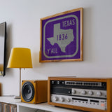 Texas Y'all Road Sign Art Print - Purple