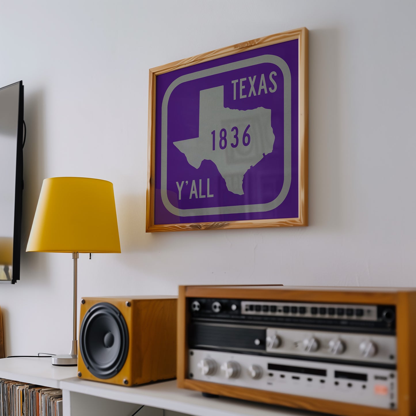 Texas Y'all Road Sign Art Print - Purple