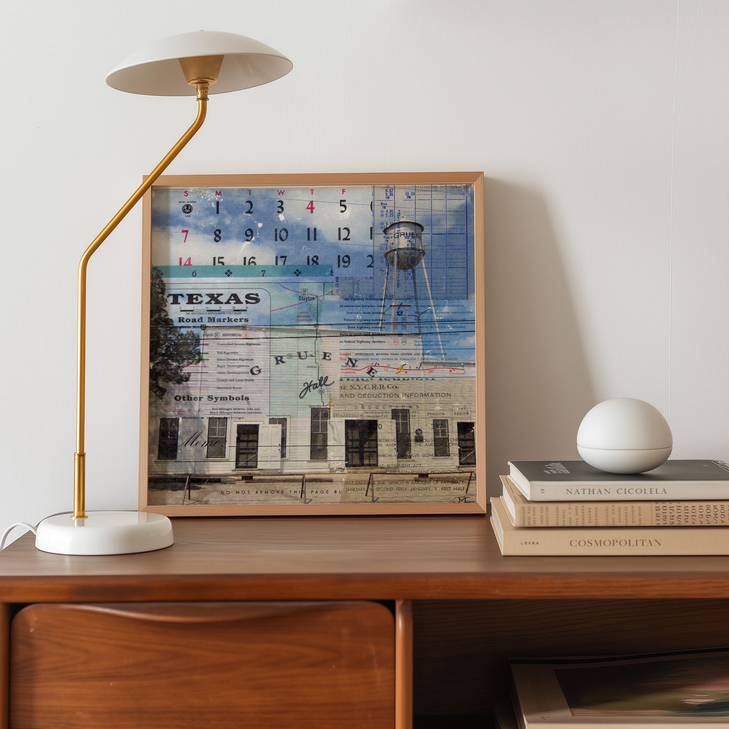 Gruene Hall Mixed Media Collage Art Print