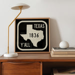 Texas Y'all Road Sign Art Print - Black - Tejas Country Club