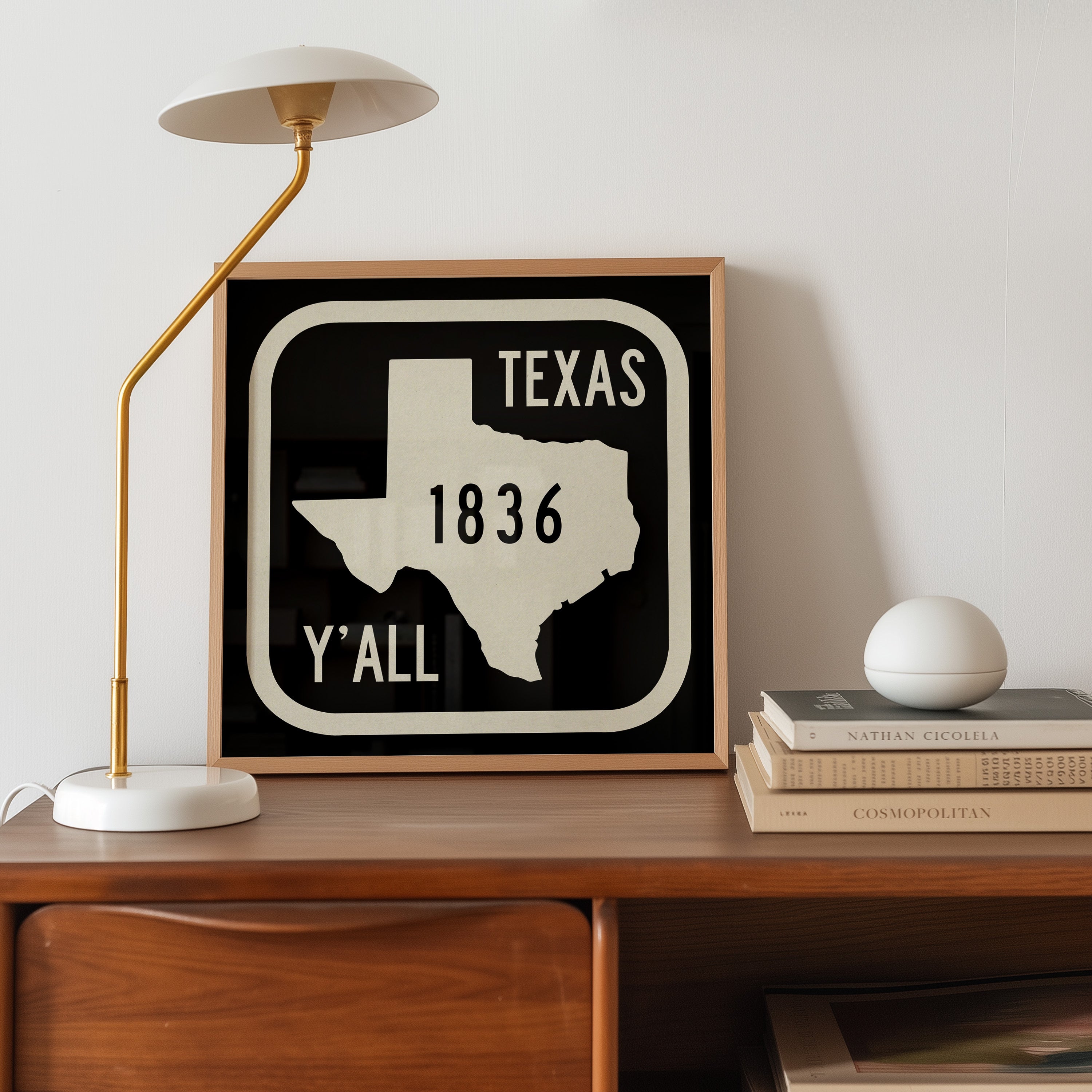 Texas Y'all Road Sign Art Print - Black - Tejas Country Club