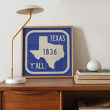 Texas Y'all Road Sign Art Print - Royal Blue