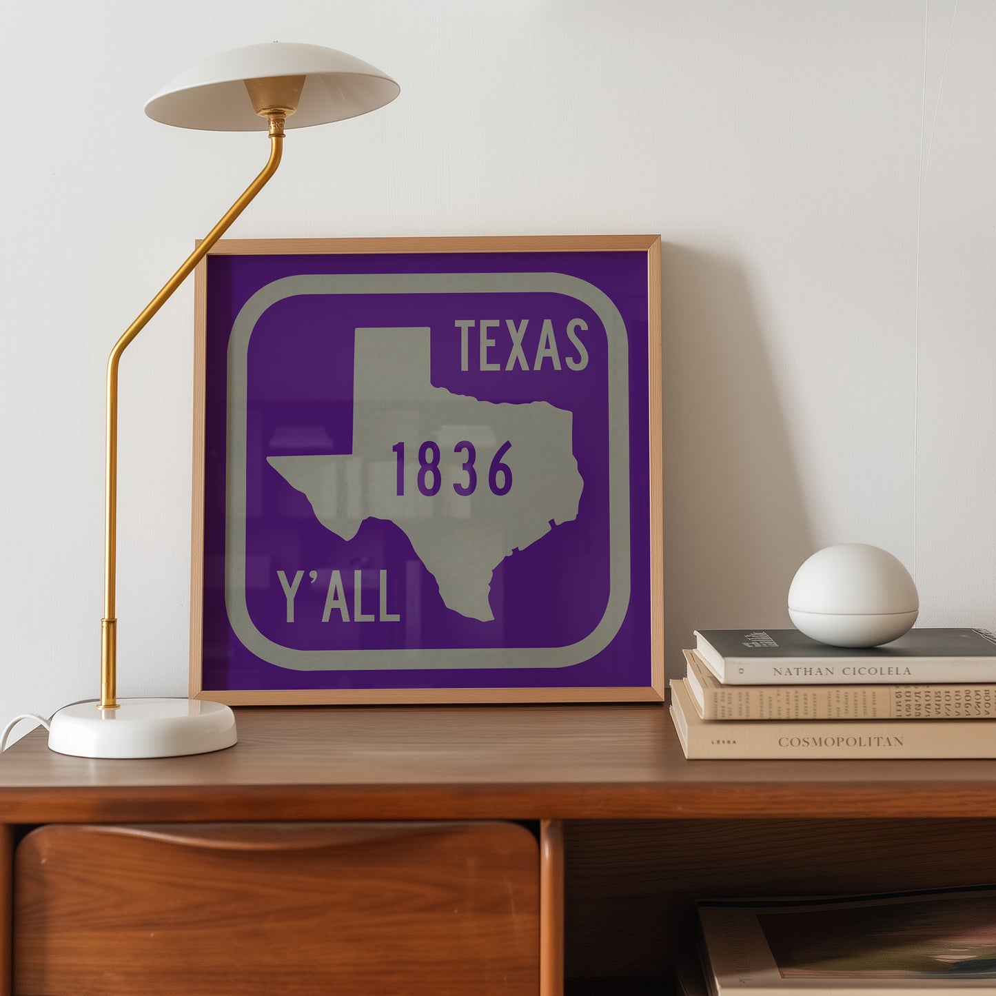 Texas Y'all Road Sign Art Print - Purple