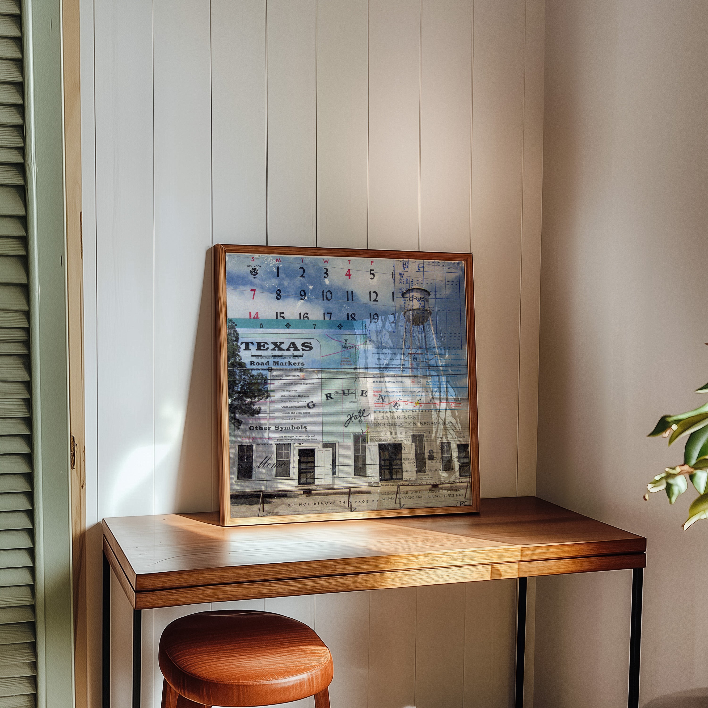 Gruene Hall Mixed Media Collage Art Print - Tejas Country Club