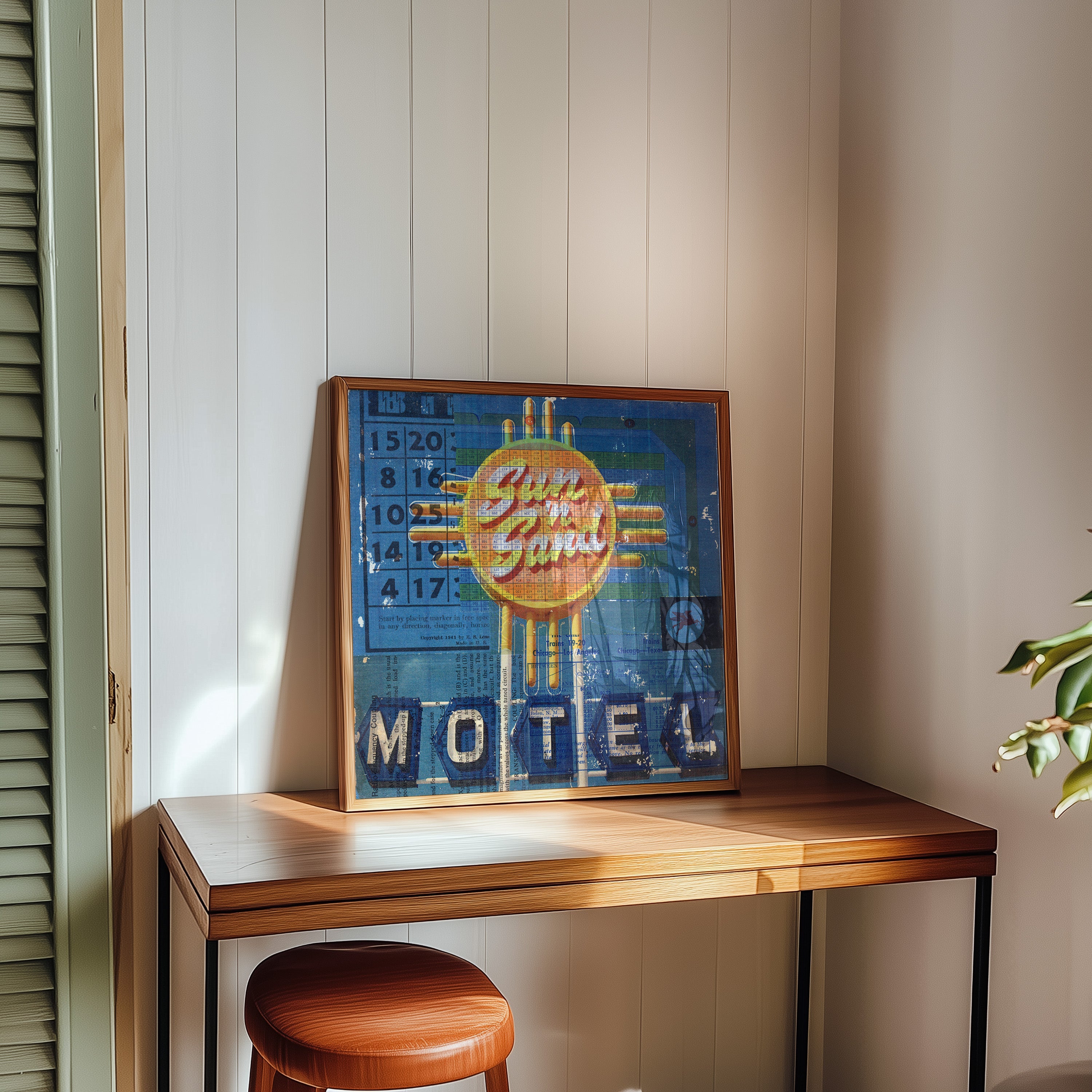 Sun 'n Sand Motel Mixed Media Collage Art Print - Tejas Country Club