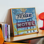 Texan Motel Mixed Media Collage Art Print - Tejas Country Club