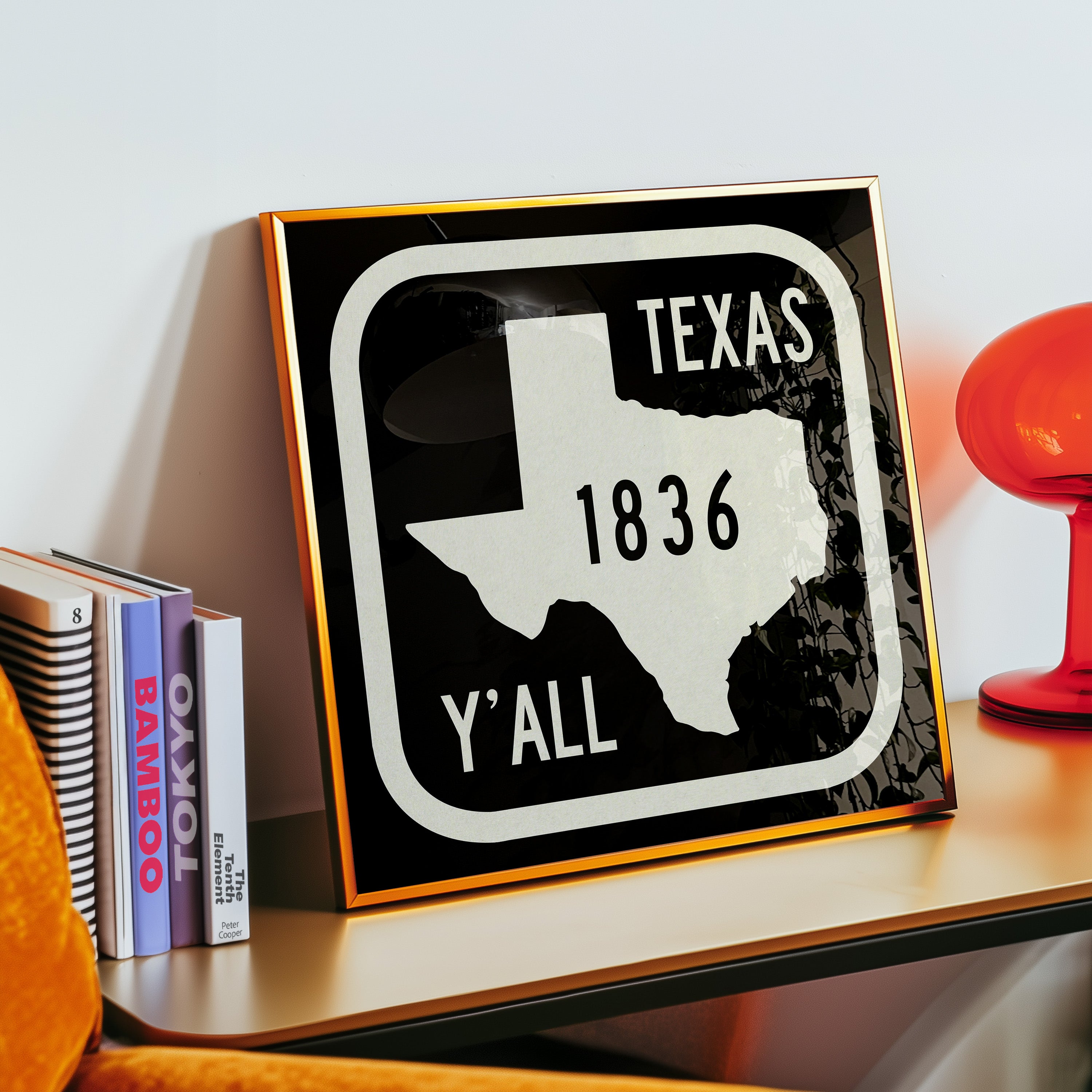 Texas Y'all Road Sign Art Print - Black - Tejas Country Club