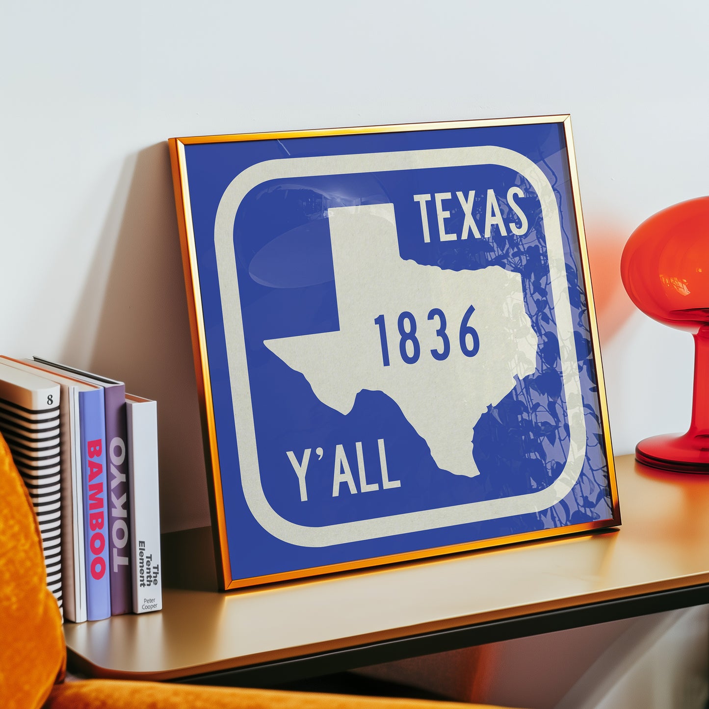 Texas Y'all Road Sign Art Print - Royal Blue