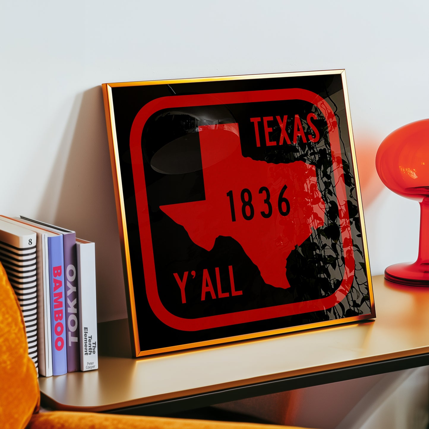 Texas Y'all Road Sign Art Print - Scarlet & Black