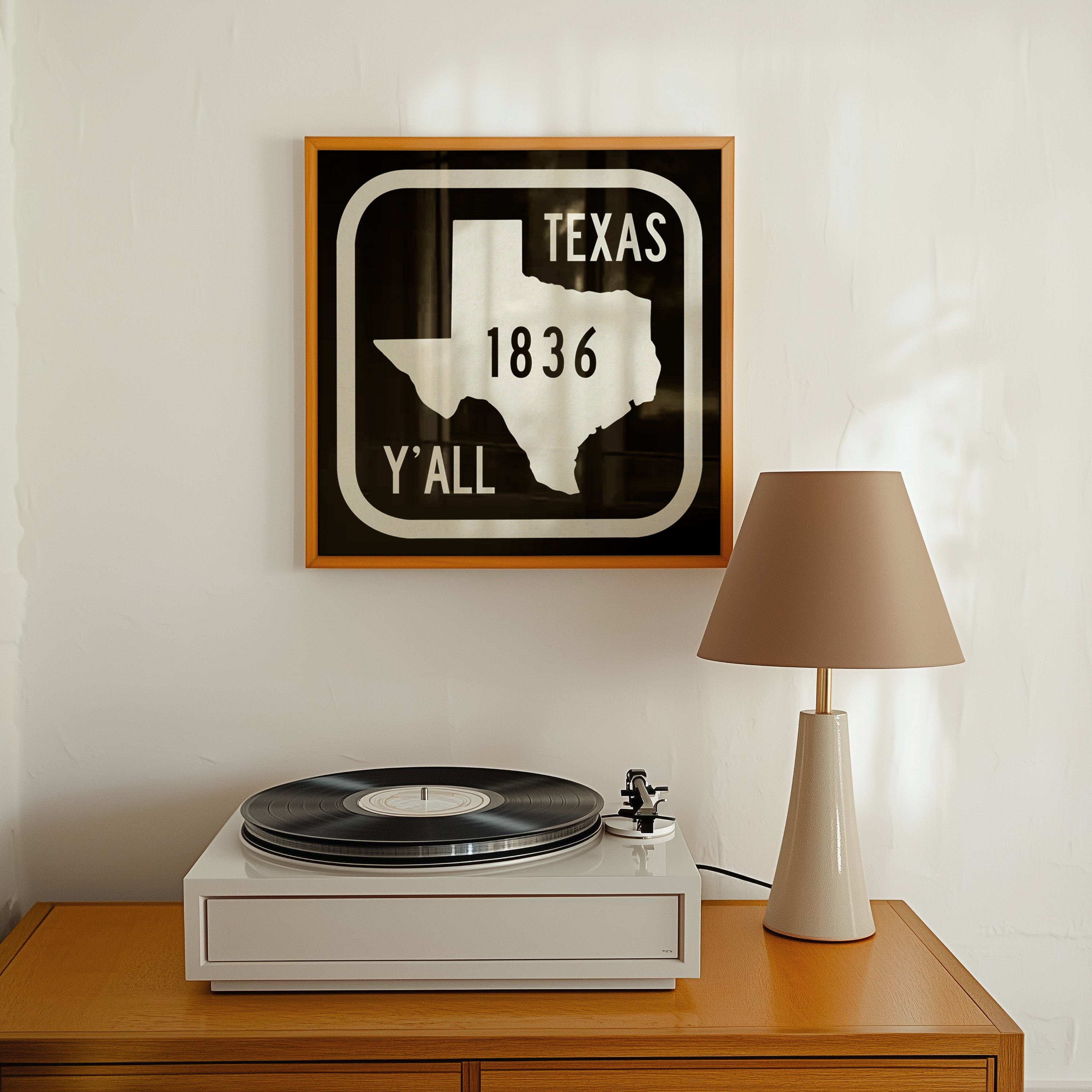 Texas Y'all Road Sign Art Print - Black - Tejas Country Club