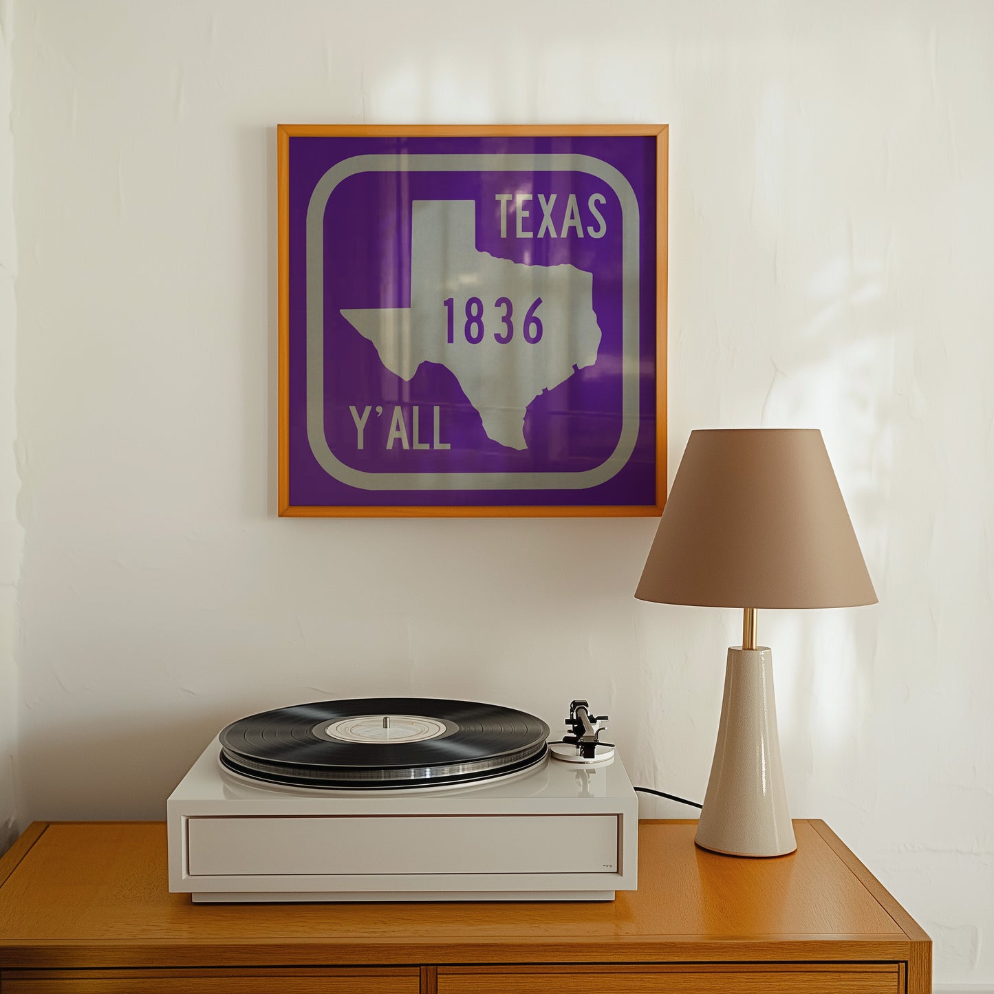 Texas Y'all Road Sign Art Print - Purple