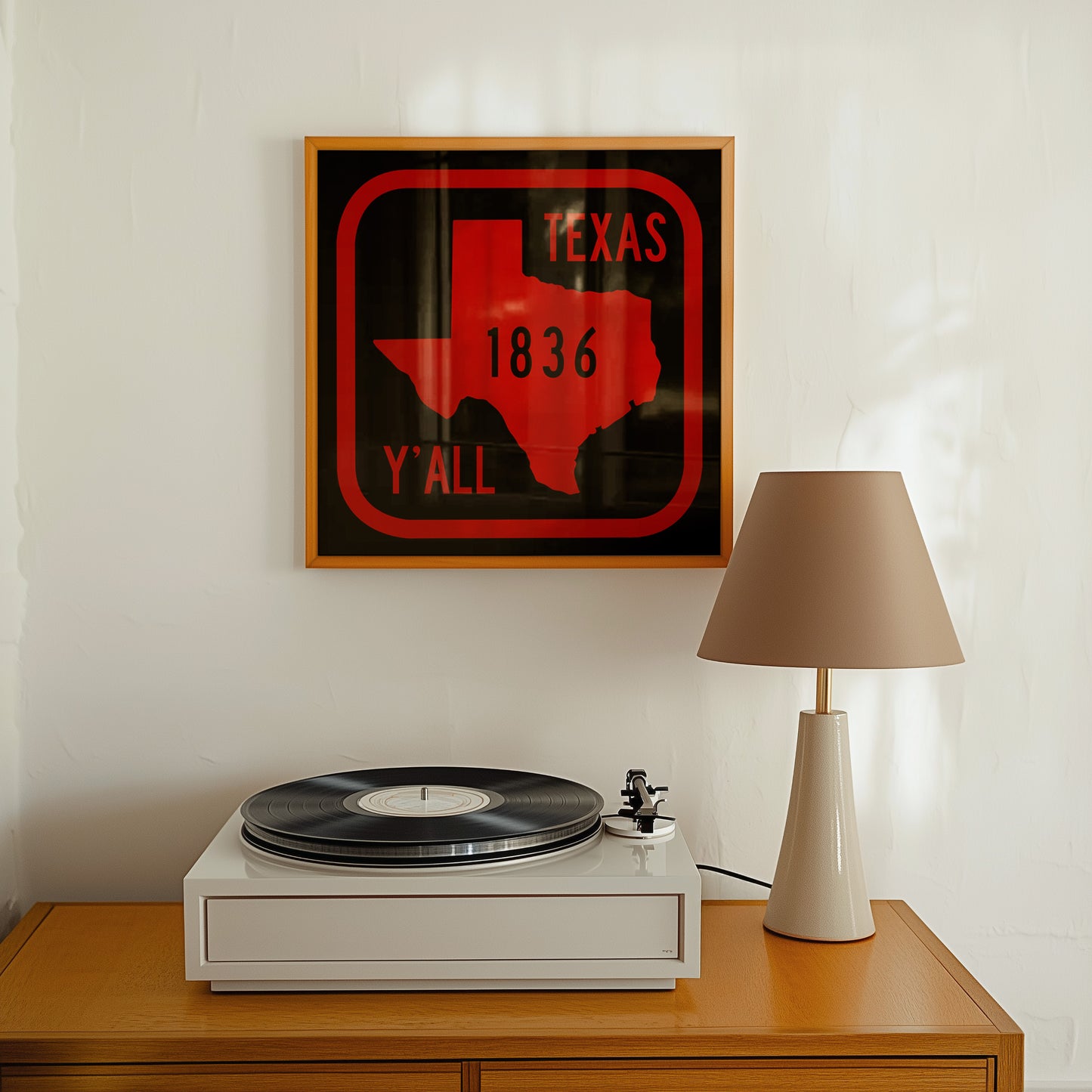 Texas Y'all Road Sign Art Print - Scarlet & Black